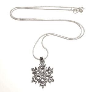 925 Sterling Silver Necklace Winter Snowflake Christmas Birthday Gift New!!